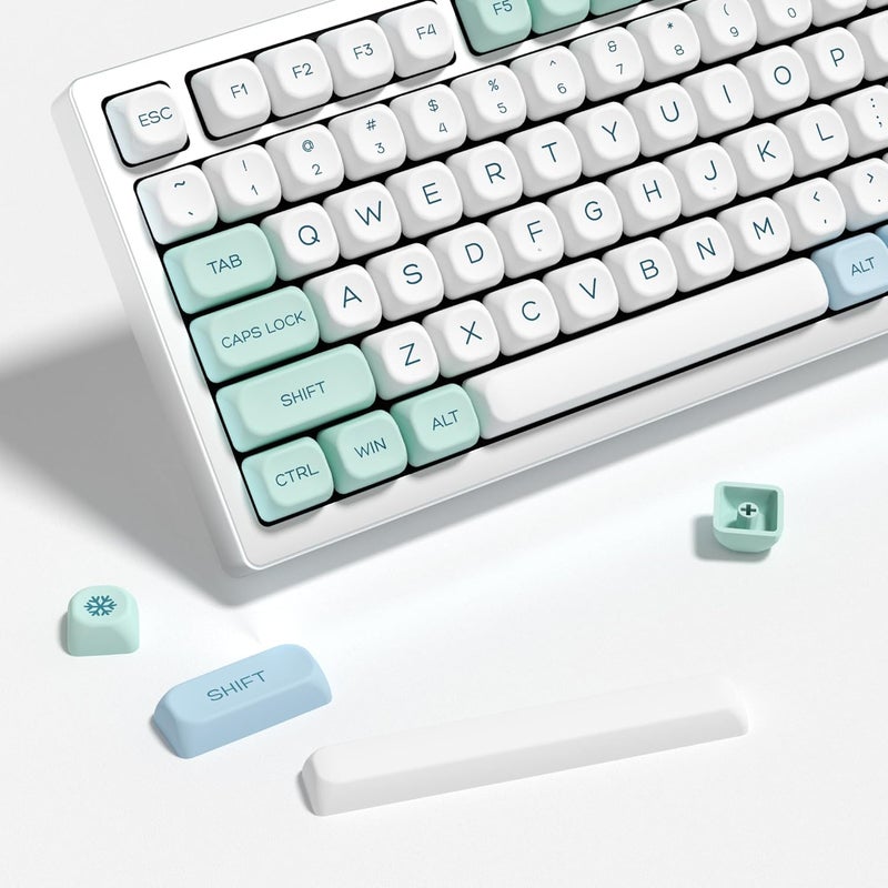 YMKPVR KBDiy Snow Mountain KOA Profile Keycaps 60 Percent,Dye-Sublimation PBT Blue Custom Keyboard Keycap,138 Keys Cap Set for Cherry Gateron MX Switches Mechanical - Image 1